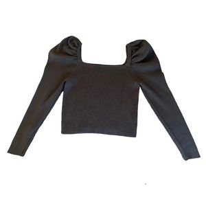 Nasty Gal Black Puff Sleeve Crop Top